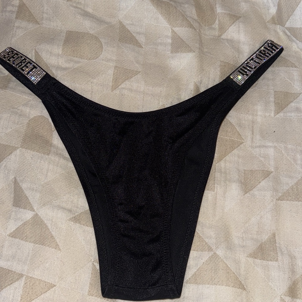 Victoria's Secret Black Bikini Bottom with Rhinestone Detail Brand new